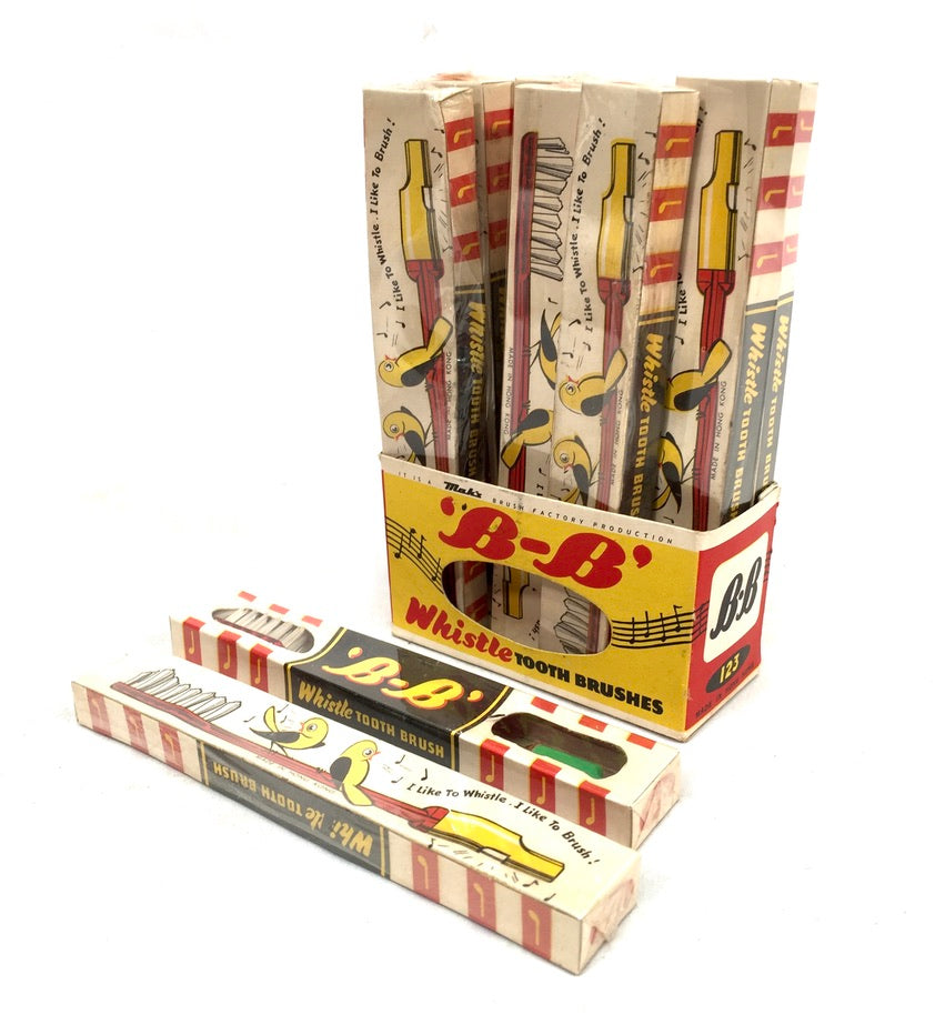 Antique Advertising - B-B Band Whistle Toothbrush Shop Display Box c.1950