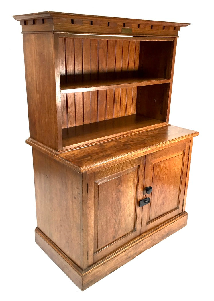 Antique Wooden Solid Oak Bookcase / Display Shelf / Cabinet Cupboard c.1930