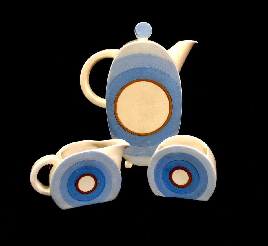 Clarice Cliff - Bonjour Shape Coffee / Tea Set / Art Deco Pottery / Antique