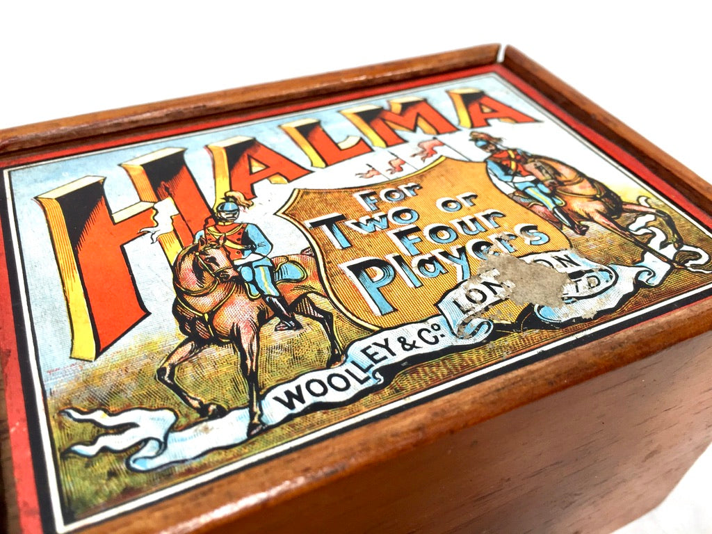 Antique 19th Century Halma Board Game Published by Woolley & Co London c.1890