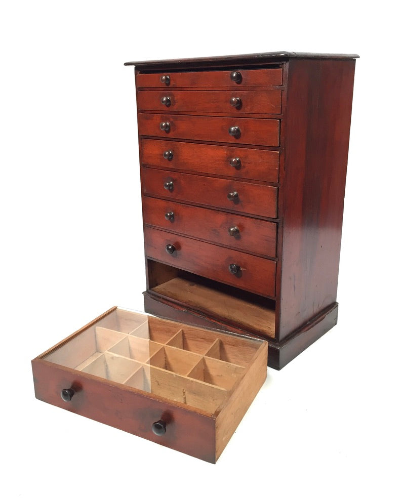Antique Wooden Large Tabletop Collectors Cabinet Specimen Chest of Drawers c1900