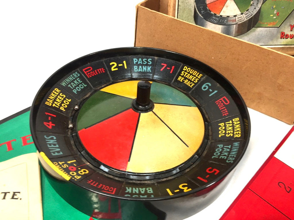 Antique Boxed 1930s Roulette Style Board Game / 'Poolette' / Complete / Vintage