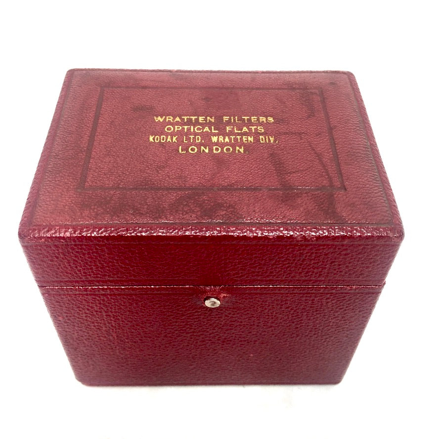 Antique Kodak Wratten Filterrs Optical Flats in Red Leather Bound Storage Box