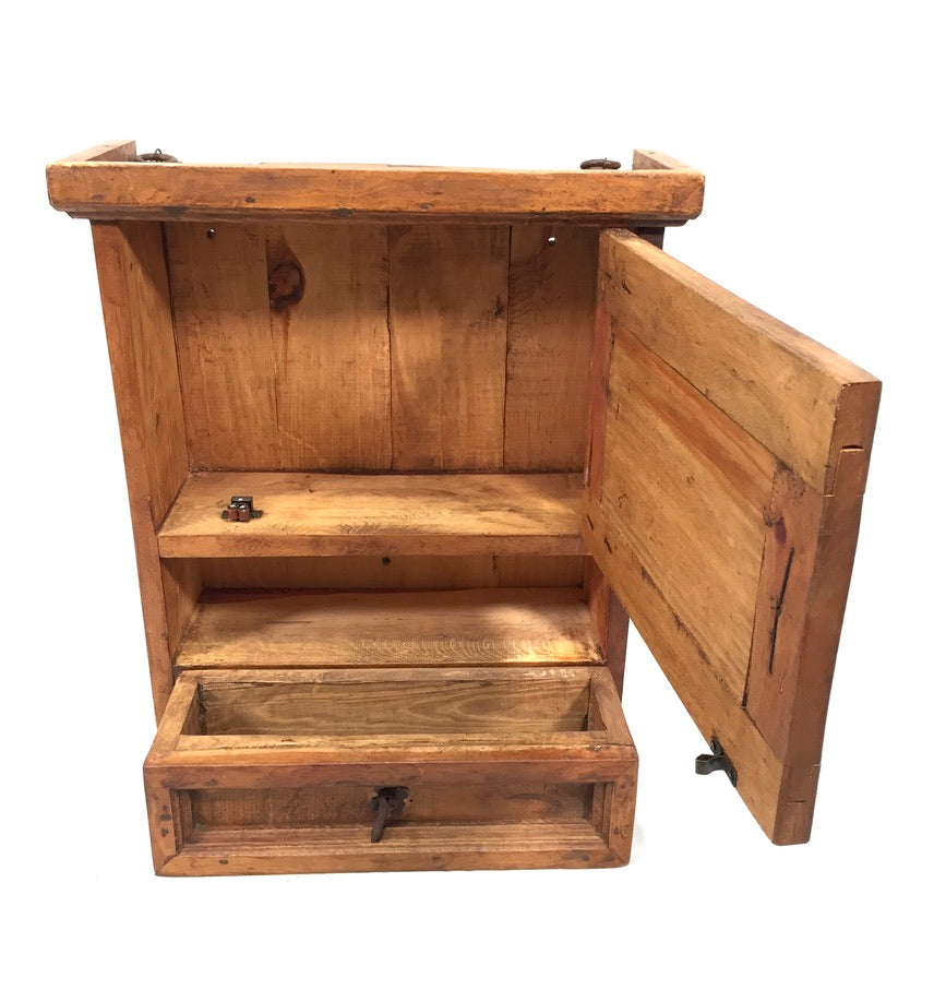 Vintage Wooden Tabletop Cupboard / Wall Hanging Storage Cabinet Box / Antique