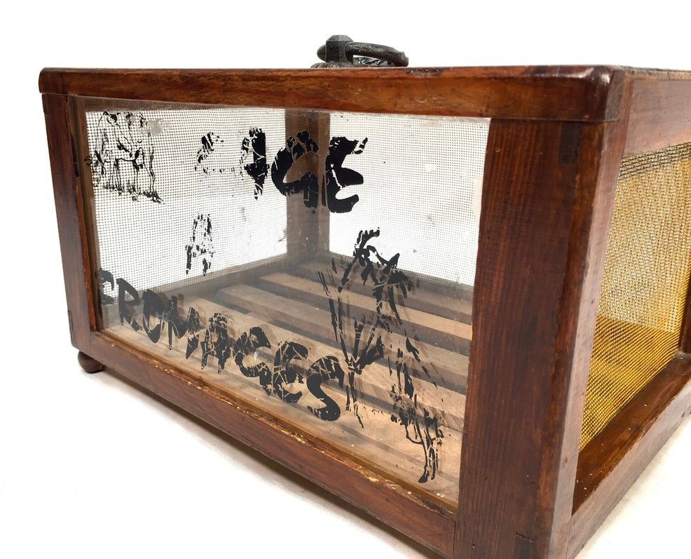 Vintage French Wooden & Glass Cheese Box Keeper / Cave à Fromage / Antique