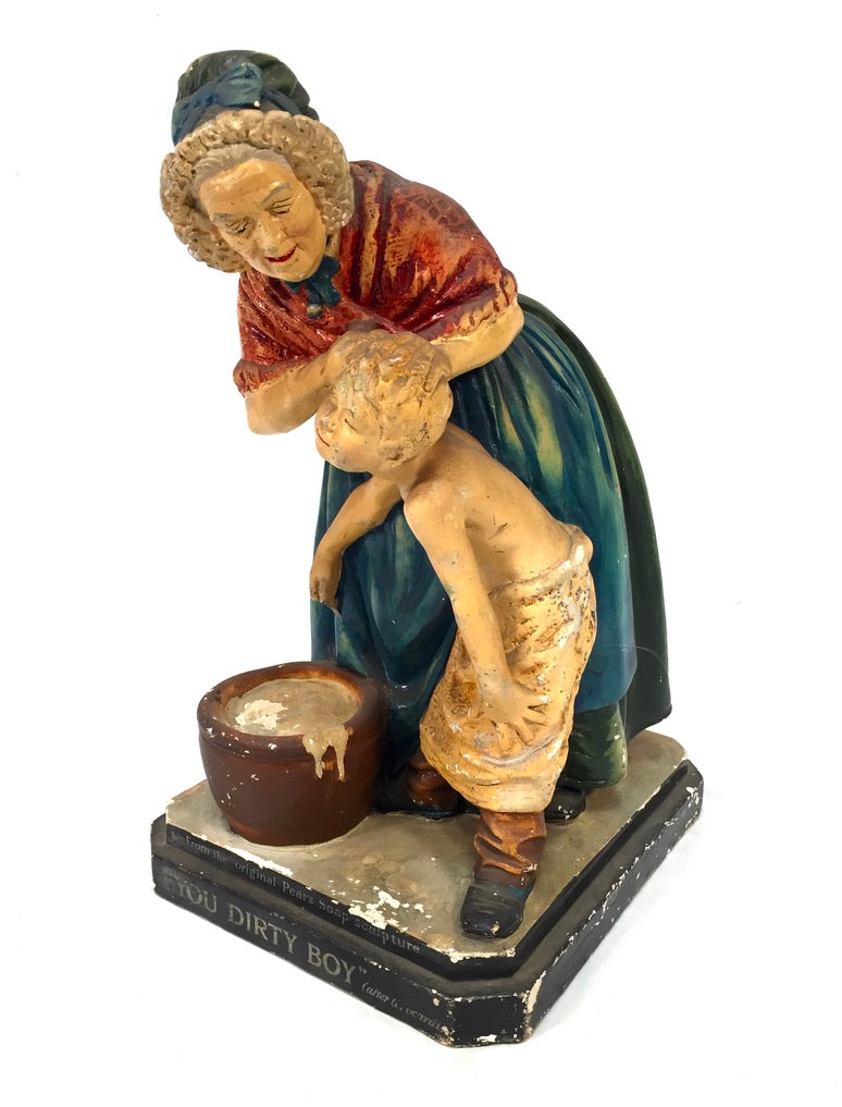 Antique Advertising - Victorian Pears Soap "You Dirty Boy" Shop Display Statue