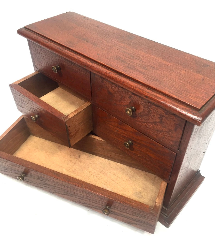Antique Tabletop Wooden Small Chest of Drawers / Storage Box Cabinet c.1930