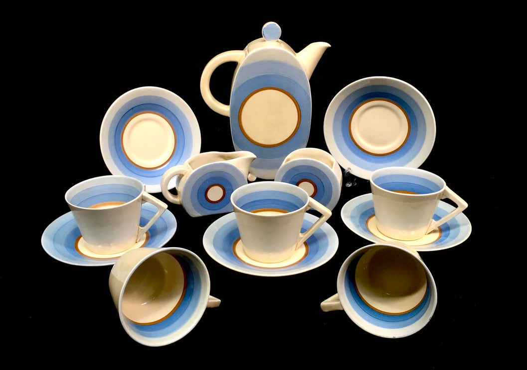 Clarice Cliff - Bonjour Shape Coffee / Tea Set / Art Deco Pottery / Antique