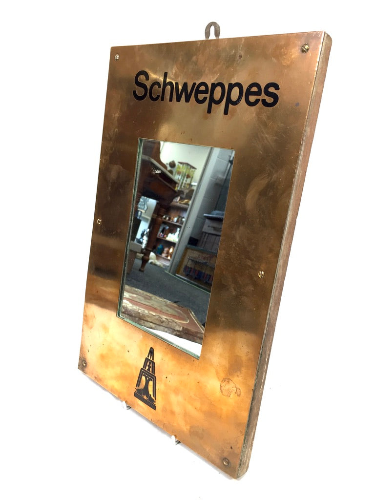 Antique Advertising - Shweppes Wall Hanging Mirror Sign / Pub Menu Board c.1920