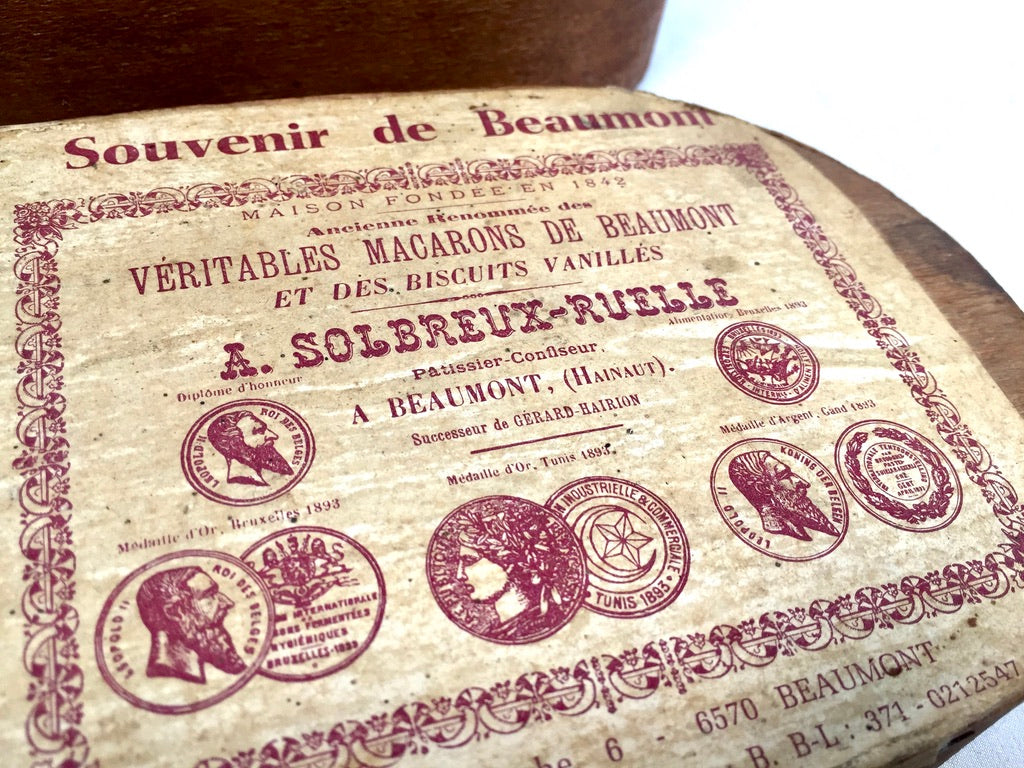 Antique Advertising - French Souvenir Shop Box for Macarons from Beaumont
