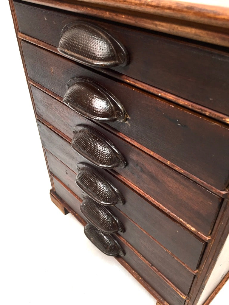 Antique Tabletop Wooden Chest of Collectors Drawers / Printers Storage Box c1900