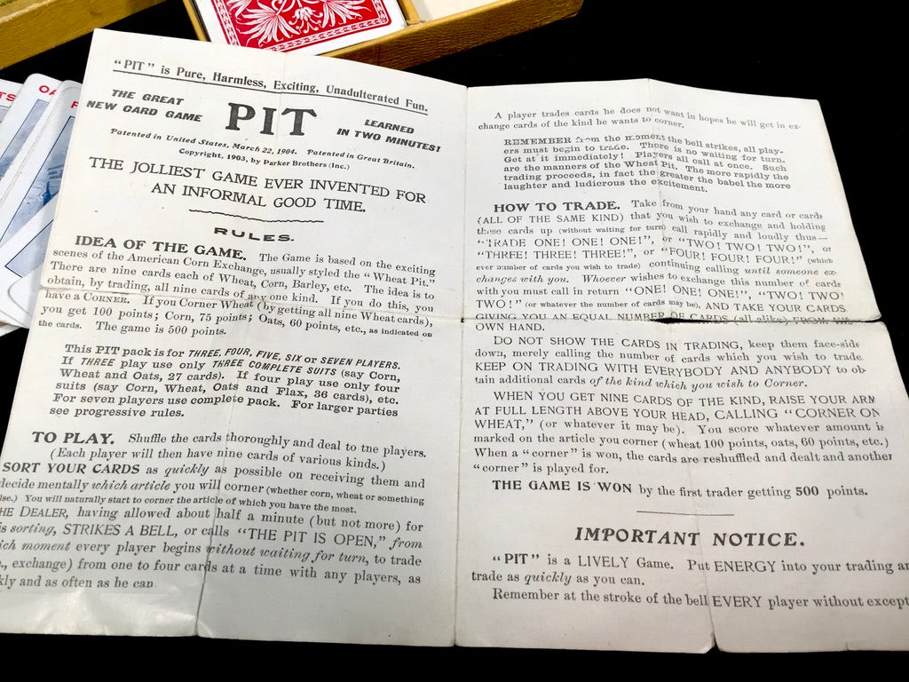 Antique Boxed Pit Trading Playing Card Game Playing Deck / Complete c.1910