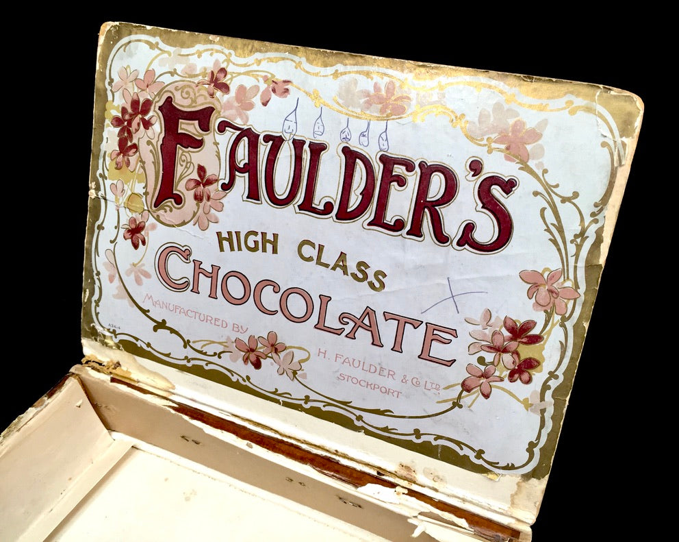 Antique Advertising - Faulder's Chocolate Confectionery Wooden Shop Display Box