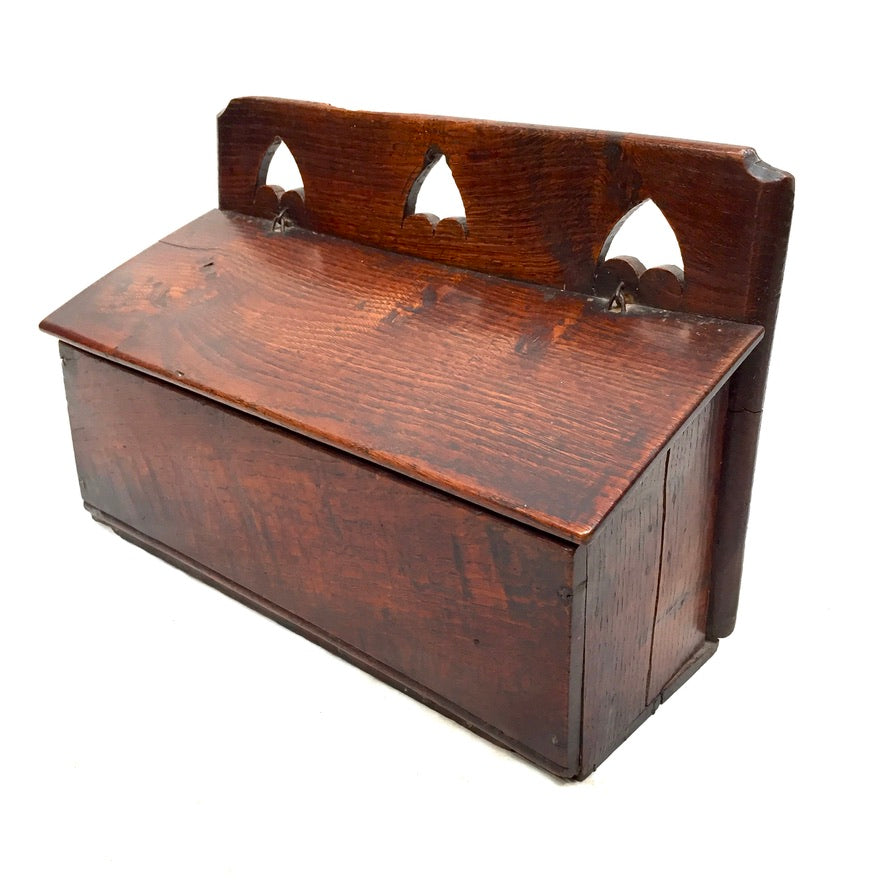 Antique Arts & Crafts Wooden Pine Candle / Knife Box / c.1900 / Wall Hanging