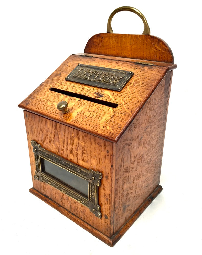 Antique Victorian Oak Country House Wooden Letter / Post Box / Stationery c.1900