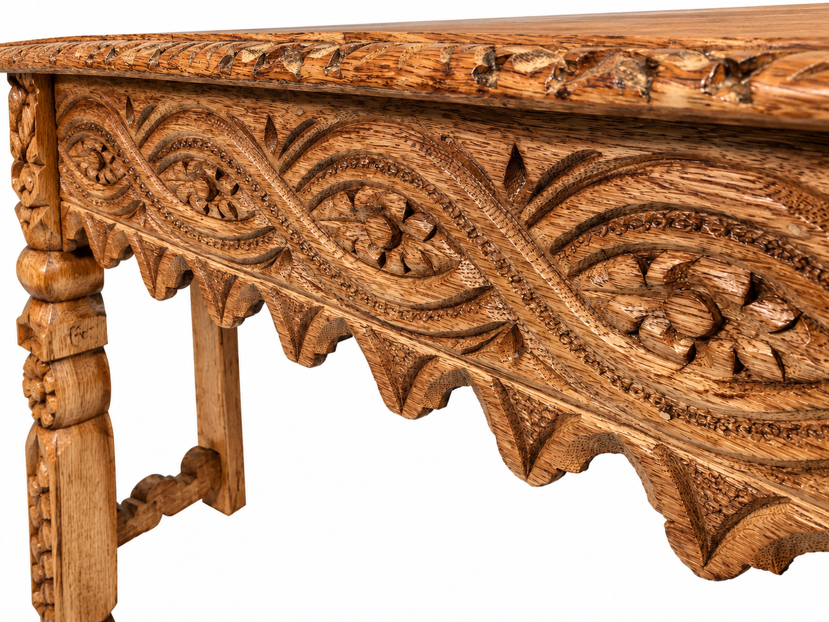 Antique 19th Century Carved Wooden Oak Entrance Hall Side Table Sideboard c.1890