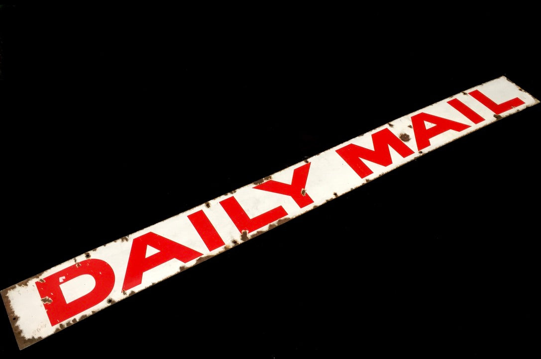 Antique Advertising - Large Original Enamel Sign for The Daily Mail Newspaper