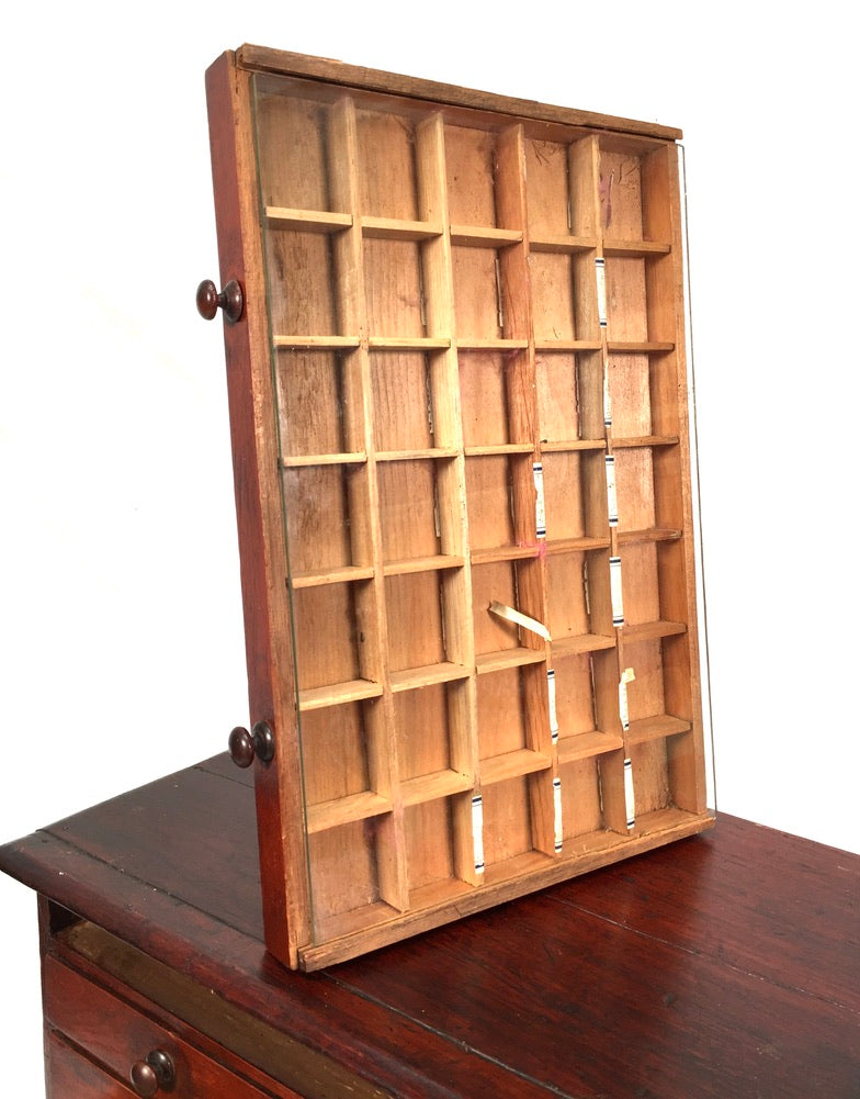 Antique Wooden Large Tabletop Collectors Cabinet Specimen Chest of Drawers c1900