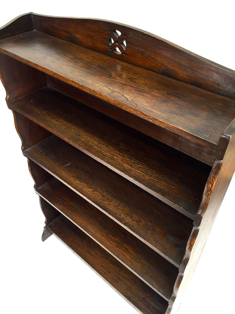 Antique Wooden Solid Oak Bookcase / Book Shelf Display Rack Freestanding c1930