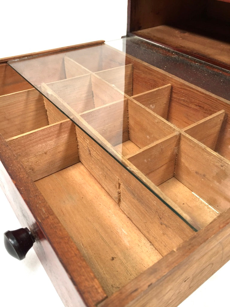Antique Wooden Large Tabletop Collectors Cabinet Specimen Chest of Drawers c1900