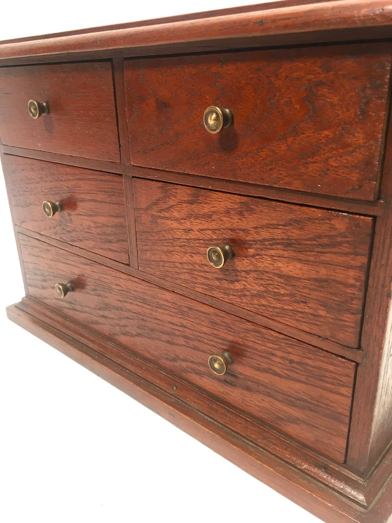 Antique Tabletop Wooden Small Chest of Drawers / Storage Box Cabinet c.1930