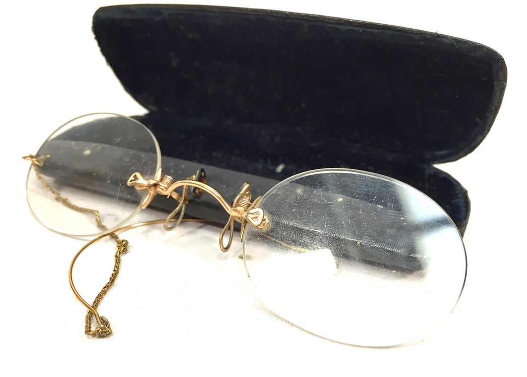 Antique Pince-Nez Glasses I Grennan Liverpool with Original Case Vintage Fashion