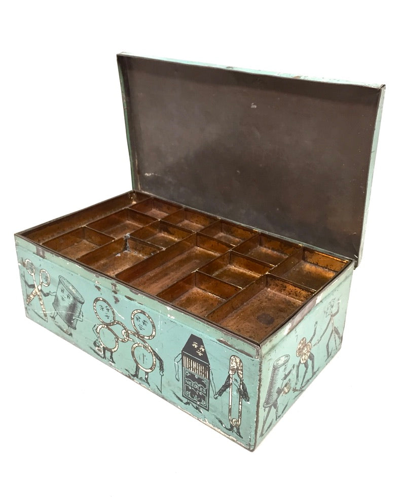 Antique Advertising - C.C.B. Treasure Box Sewing Tin by Huntley Boorne & Stevens