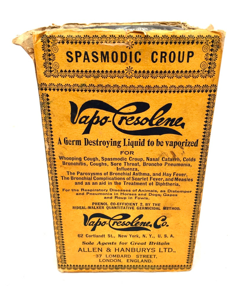 Antique Apothecary Vapo-Cresolene Vaporizer Set / Night Lamp Original Box c.1900