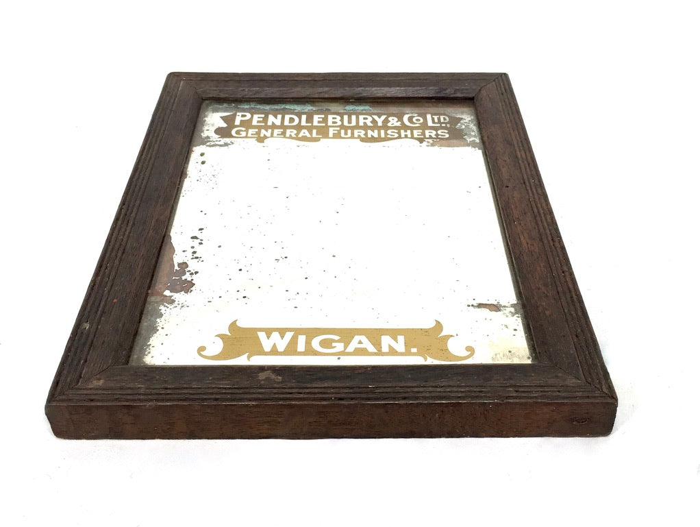 Antique Advertising - Mirror for Pendlebury & Co. Furnishers Wigan / Sign c.1900