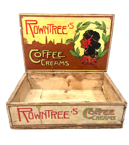 Antique Advertising - Rowntree's Coffee Creams Wooden Shop Counter Display Box