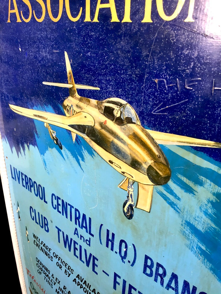 Antique Advertising Sign for the Liverpool RAF Association Royal Air Force c1970