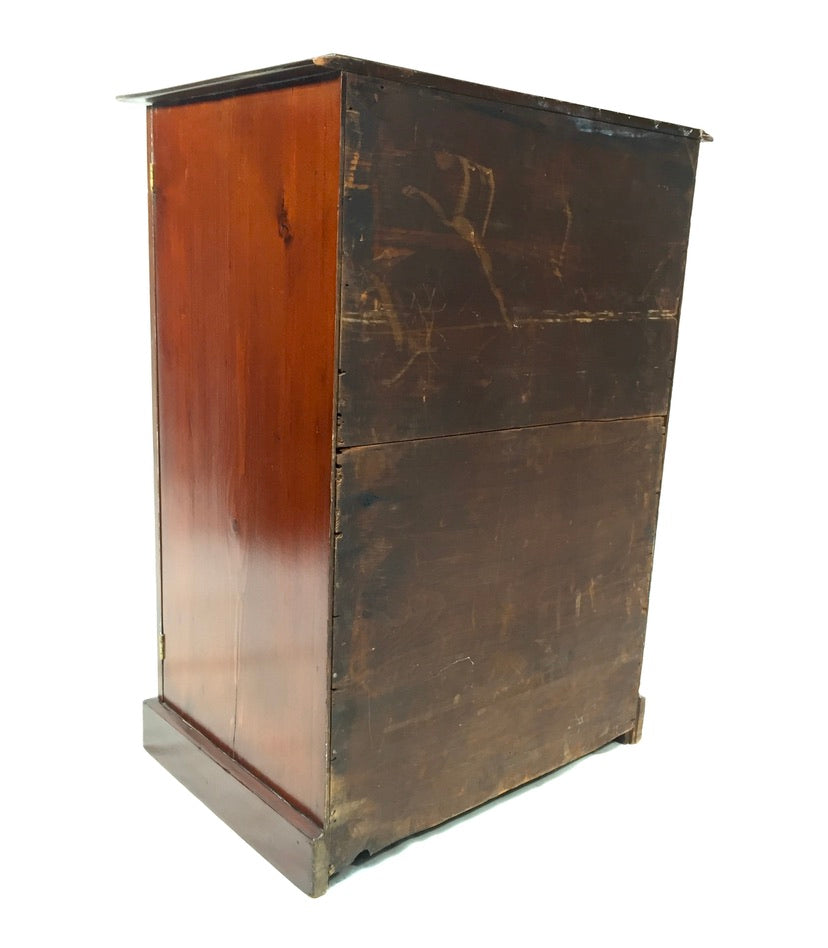 Antique Victorian Mahogany & Glass Specimen Collectors Filing Drawer Cabinet