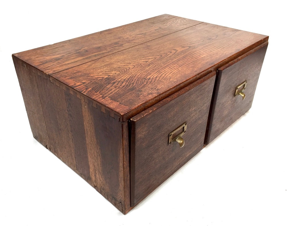 Antique 20th Century Tabletop Wooden Index Card Drawers / Storage Box c.1930