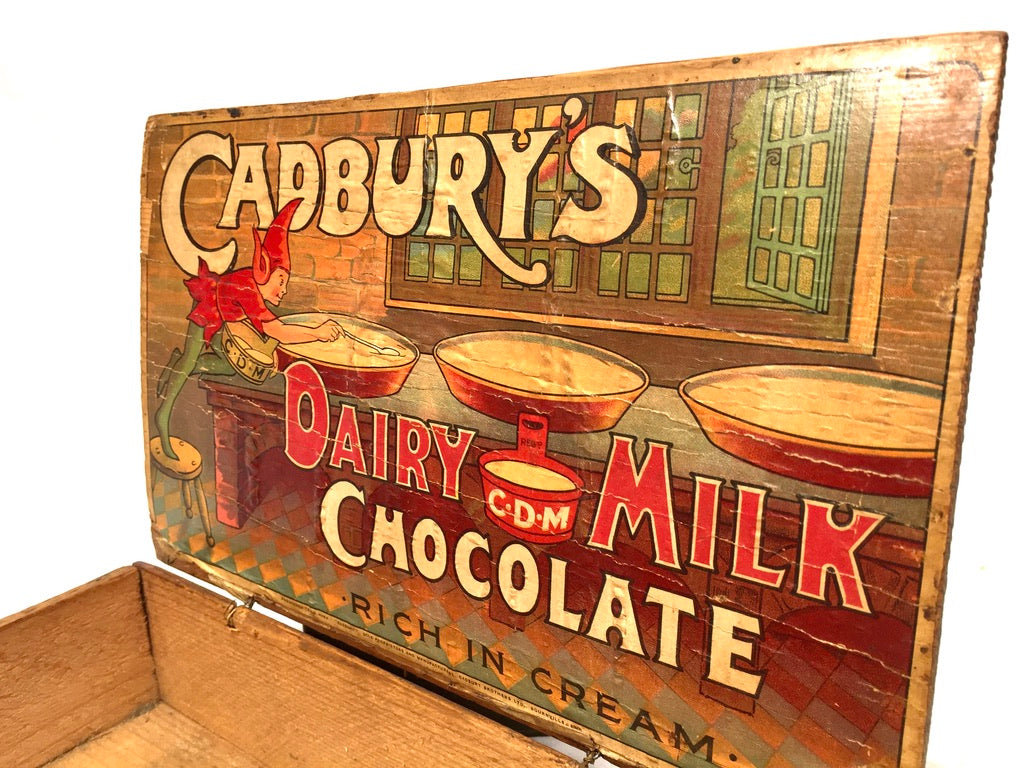 Antique Advertising - Cadbury's Dairy Milk Chocolate Wooden Shop Display Box