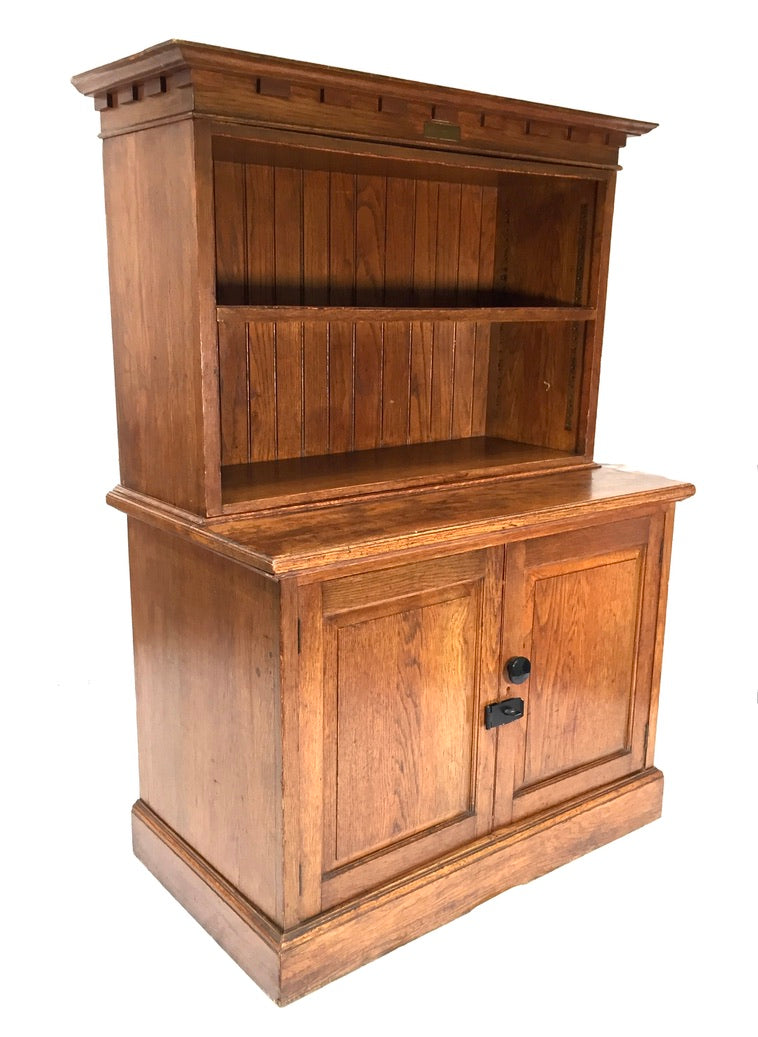 Antique Wooden Solid Oak Bookcase / Display Shelf / Cabinet Cupboard c.1930
