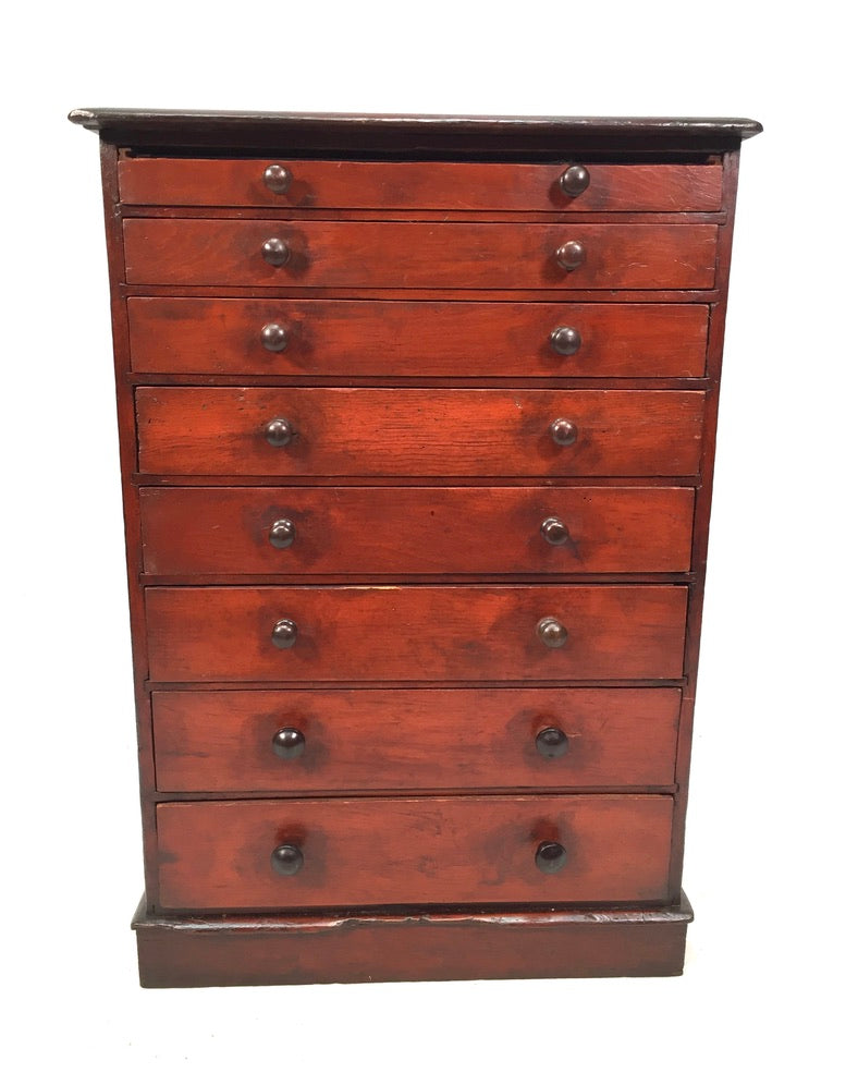 Antique Wooden Large Tabletop Collectors Cabinet Specimen Chest of Drawers c1900