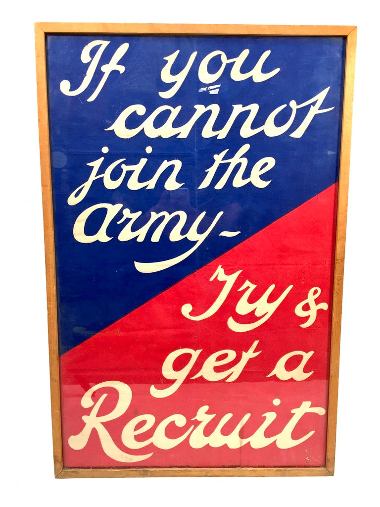Antique Original WWI Recruiting Poster If You Cannot Join The Army / Framed