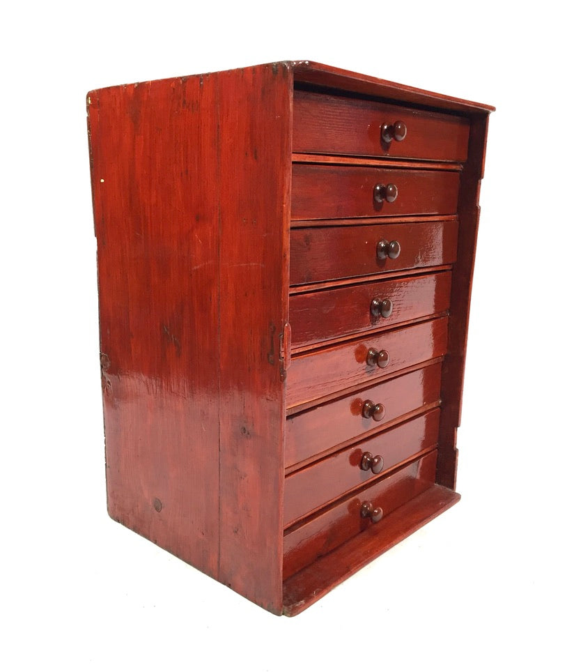 Antique Tabletop Stained Wooden Chest of Specimen Collectors Drawers c.1930