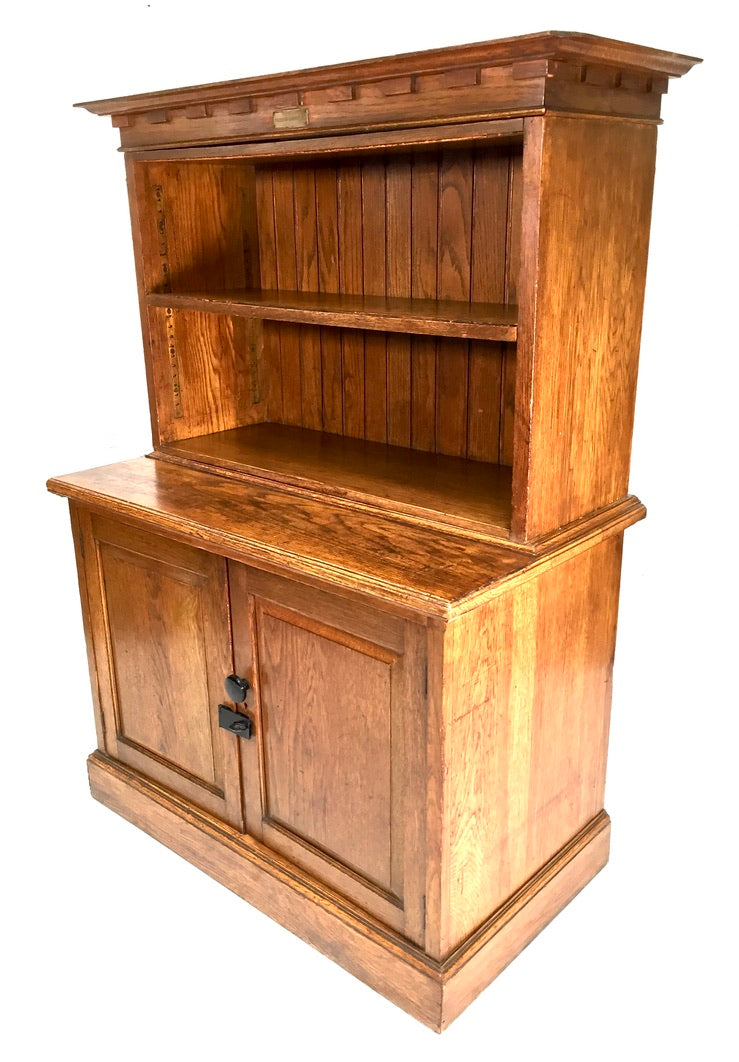 Antique Wooden Solid Oak Bookcase / Display Shelf / Cabinet Cupboard c.1930