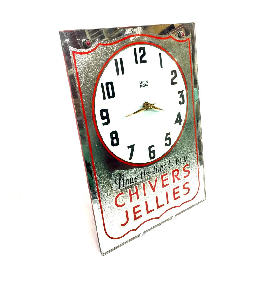 Antique Advertising - Chivers Jellies 1940s Smiths Electric Clock Sign / Working