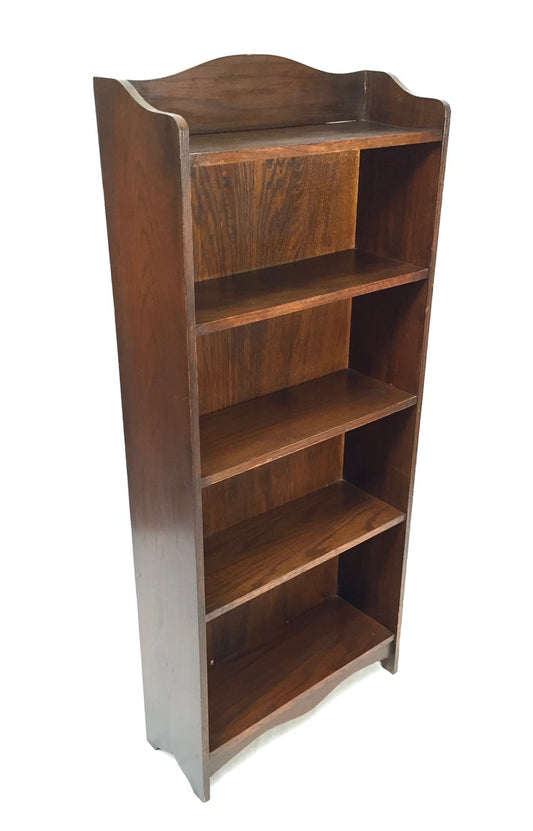 Antique Wooden Oak Bookcase / Book Shelf Display Rack Freestanding c.1950