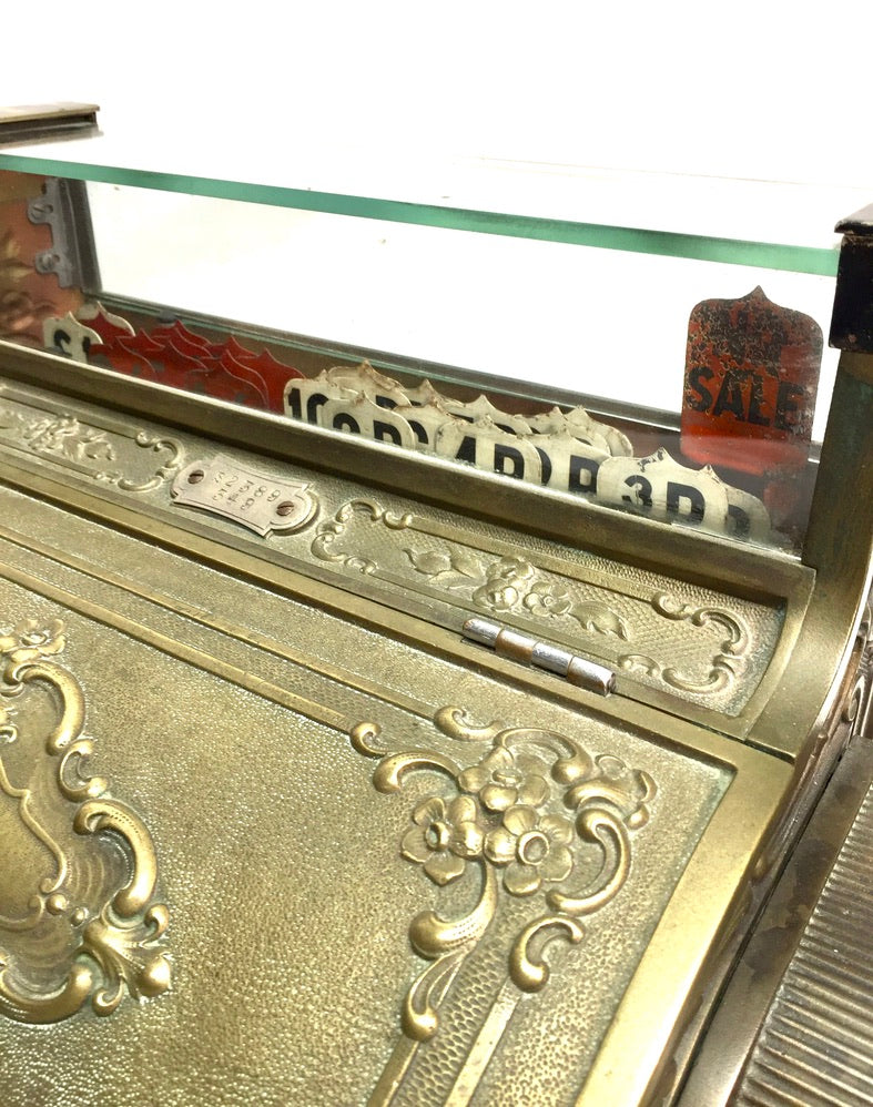 Antique Advertising - Brass Shop Used Cash Register Till / Working Order c.1900