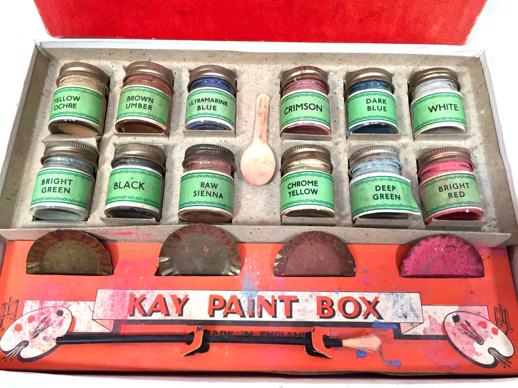 Antique Mid 20th Century Kay Dry Powder Pigment Paint Box / Artists Set in Box