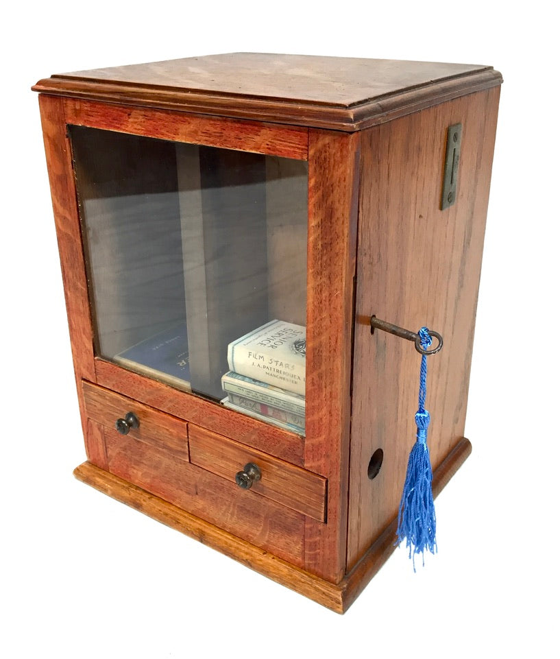 Antique Advertising - Wooden Tabletop Coin Operated Cigarette Vending Machine