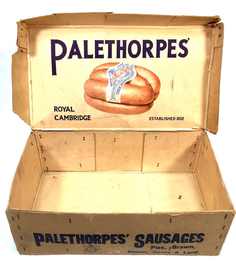 Antique Advertising Palethorpes Royal Cambridge Sausage Box Shop Display Crate