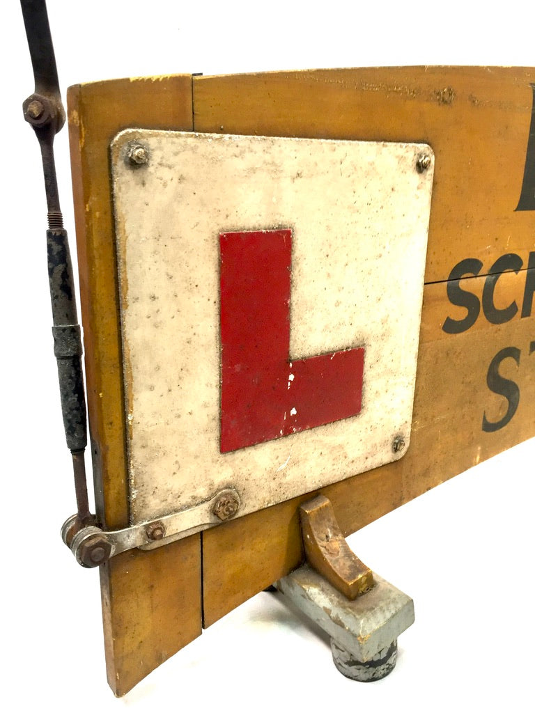 Antique Advertising Strood Motor School Learner Car Mounted Wooden Display Sign