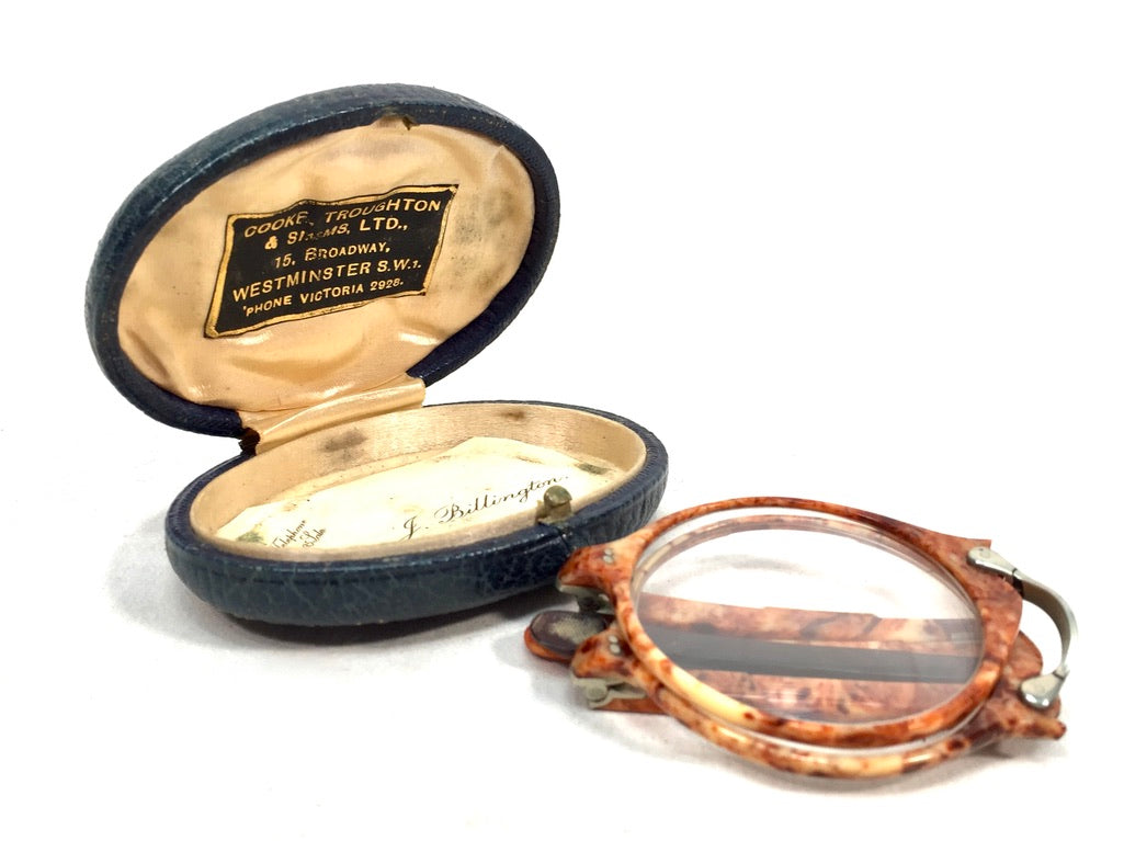Antique Folding Ladies Glasses Spectacles Cooke Troughton & Simms Original Case