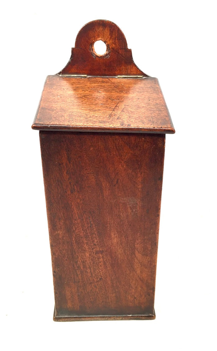 Antique Victorian Mahogany Wooden Candle Box c.1890 Tabletop Box / Wall Hanging