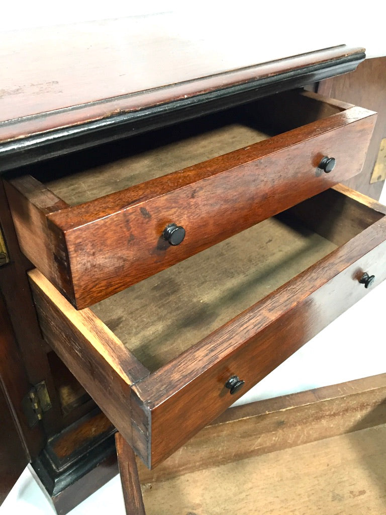 Antique Victorian Wooden Humidor / Small Chest of Drawers Collectors Cabinet Box
