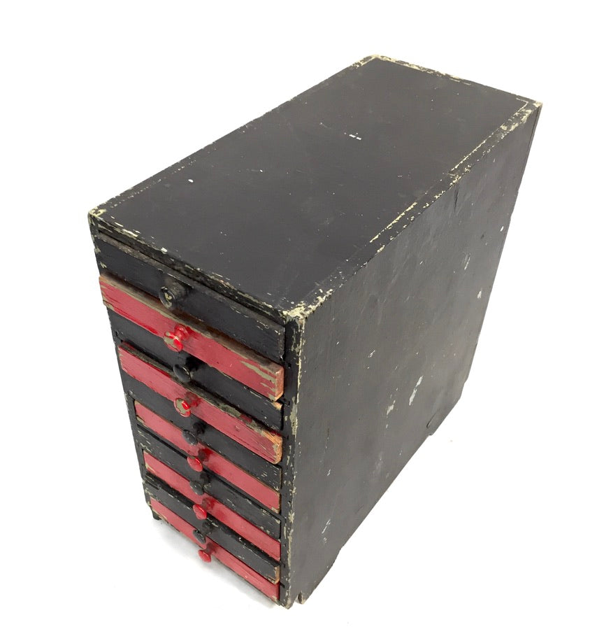 Vintage Tabletop Wooden Chest of Collectors Drawers / Storage Box / Cabinet